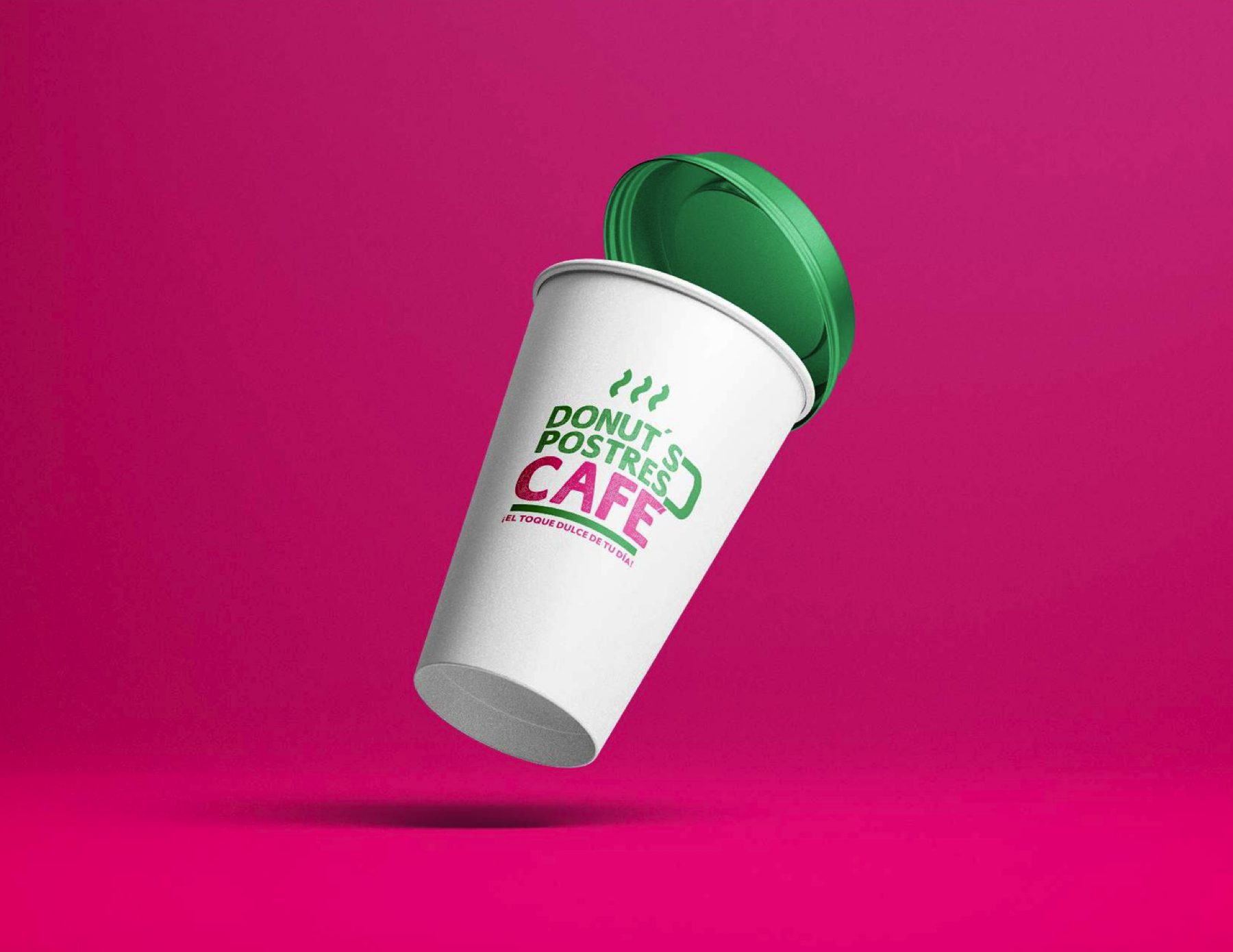 Identidad de Donut's Postres Café aplicada en vaso